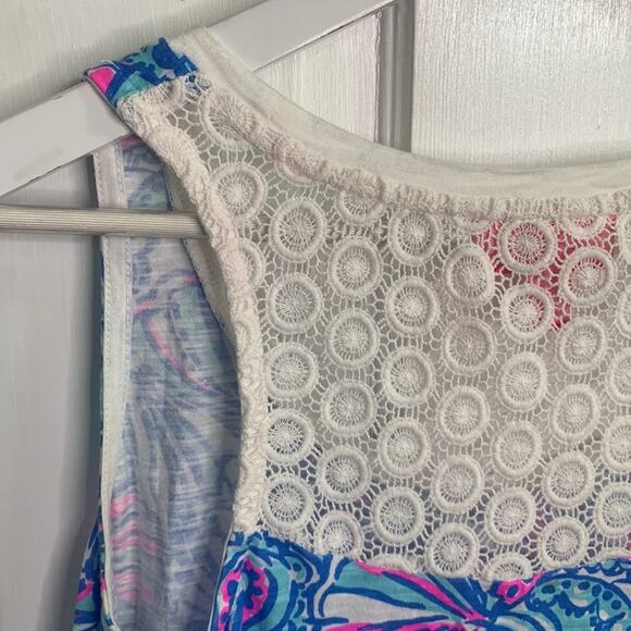 Lilly Pulitzer x Target Blue My Fans High Low Tank Top Sz XS W-077 - Picture 8 of 8